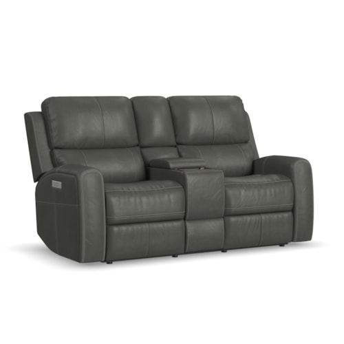 Power Reclining Console Loveseat with Power Headrests and Lumbar