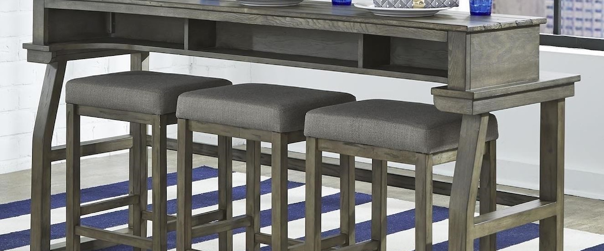 Transitional 4-Piece Sofa Bar Table and Stools Set