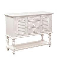 Transitional 3-Drawer Server with Felt Lined Silverware Storage