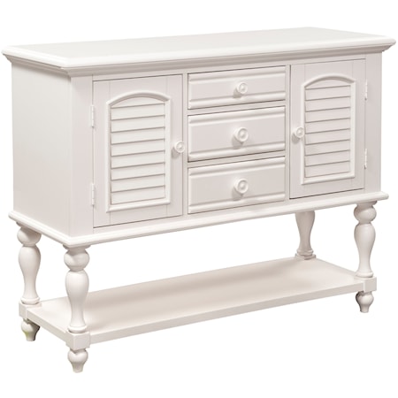 Transitional 3-Drawer Server with Felt Lined Silverware Storage