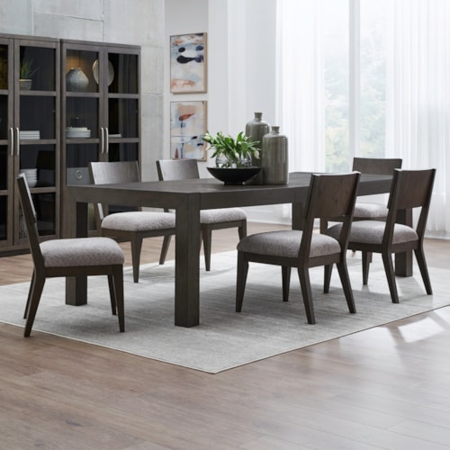 Contemporary 7-Piece Dining Set with 20" Self-Storing Leaf