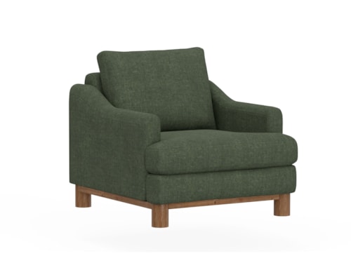 Transitional Accent Chair with Exposed Wood Legs