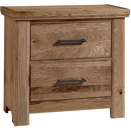 Transitional Rustic 2-Drawer Nightstand