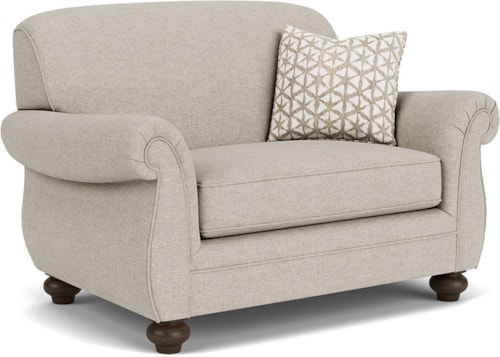 Transitional Chair and a Half with Bun Feet