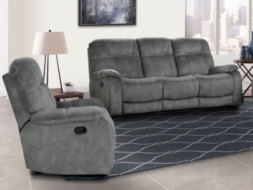Casual Manual Reclining Sofa and Recliner Set