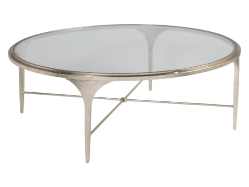 Contemporary Round Cocktail Table with Glass Top