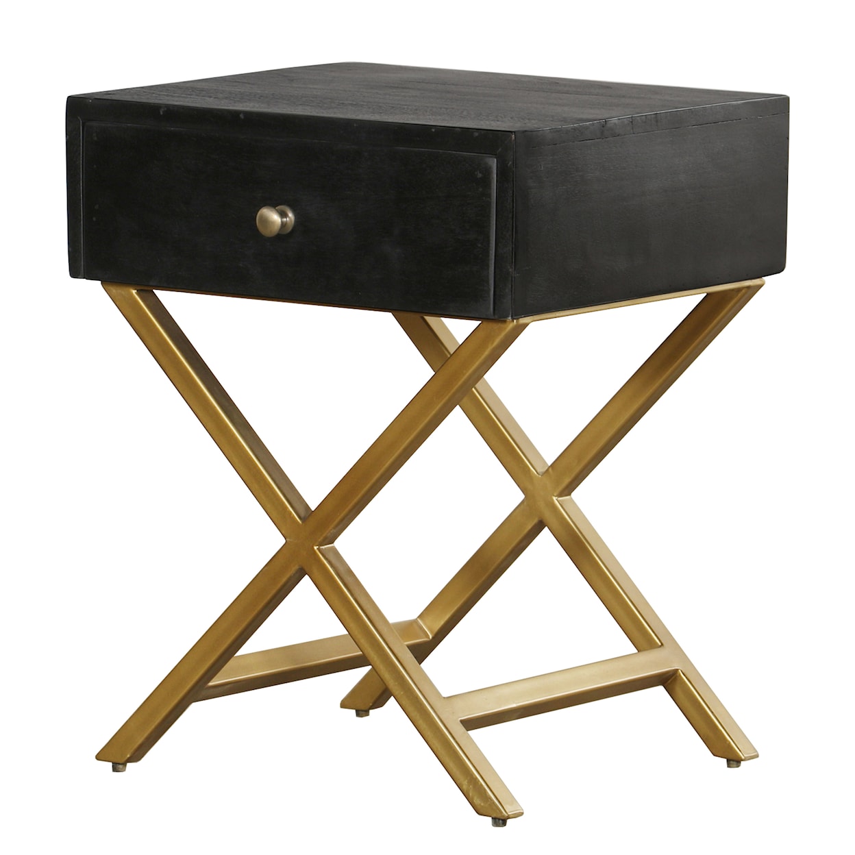 Accentrics Home Accents Black & Brass Side Table with Drawer