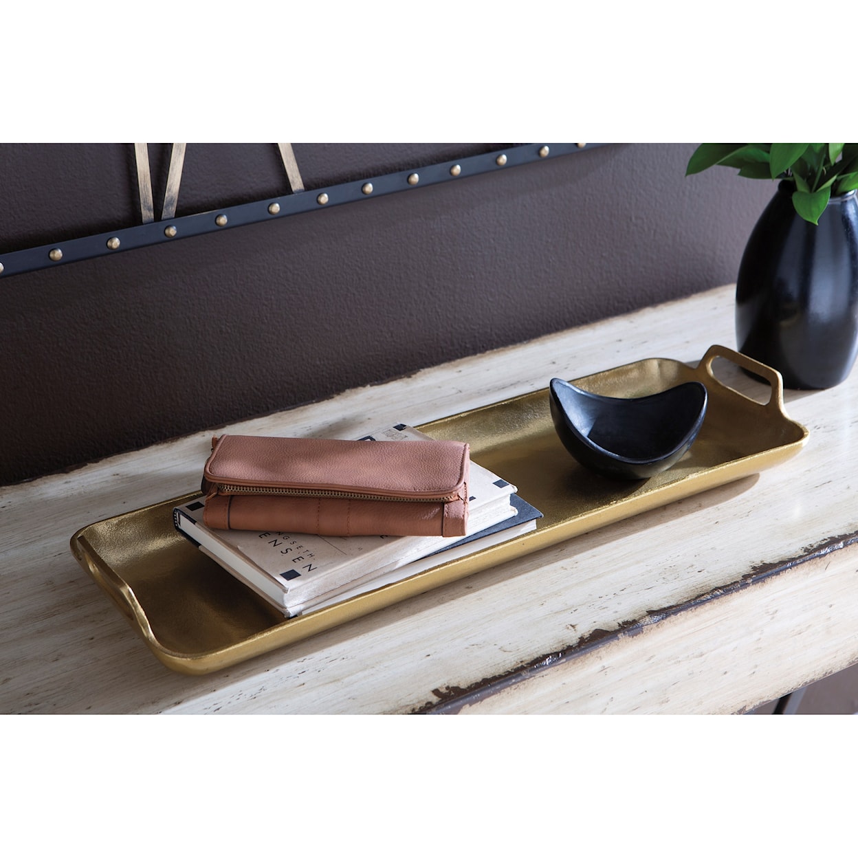 Signature Design by Ashley Accents Posy Gold Finish Tray