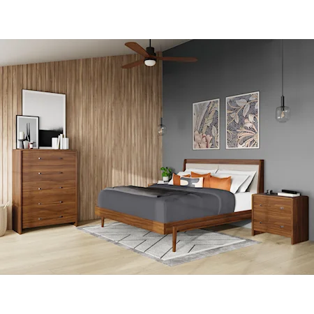 Mid-Century Modern 3-Piece Queen Platform Bedroom Set