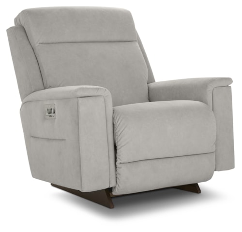 Casual Power Rocking Recliner with Power Headrest and Lumbar