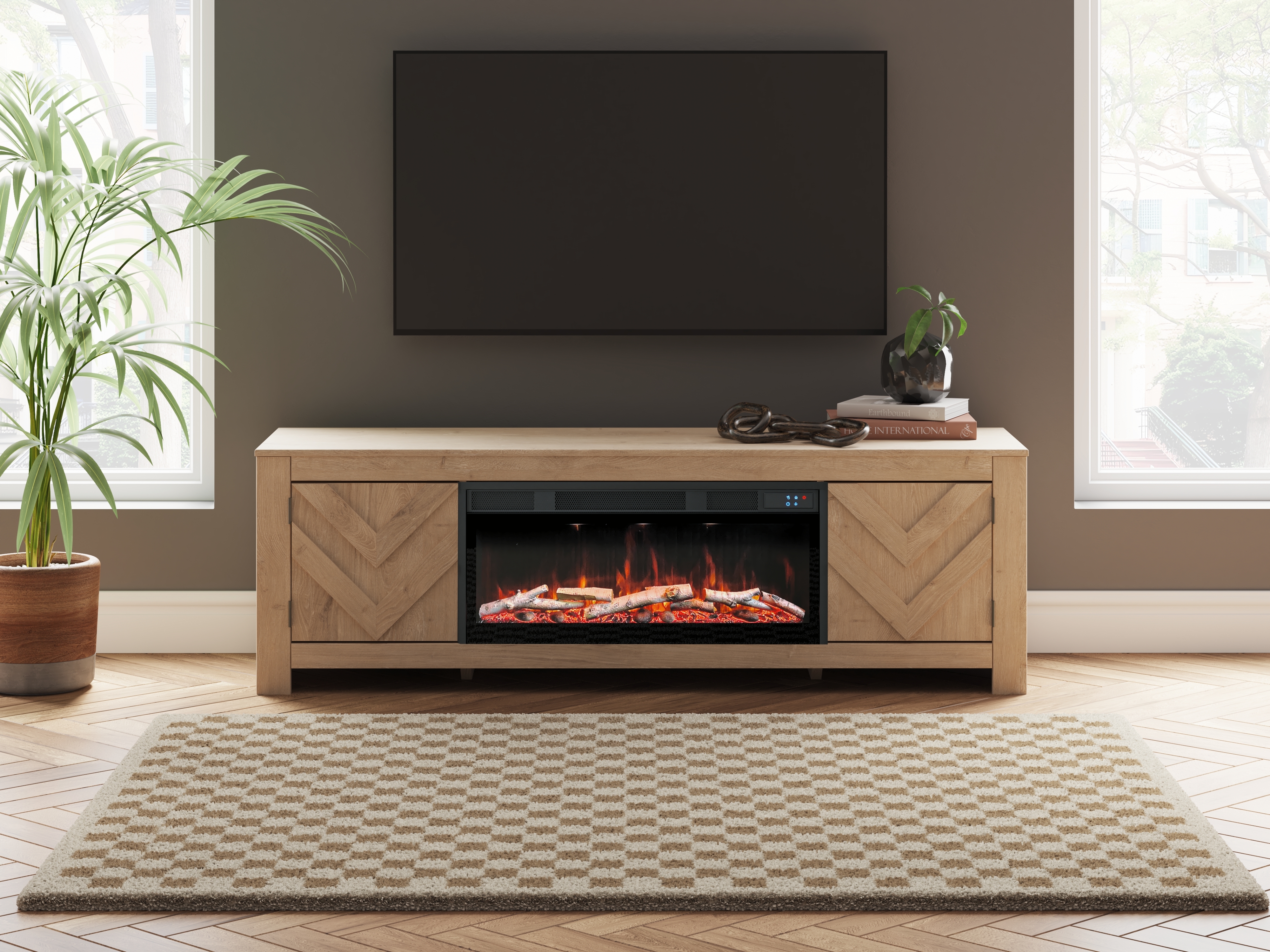 Signature Design by Ashley Cayboni 71" TV Stand With Electric Fireplace
