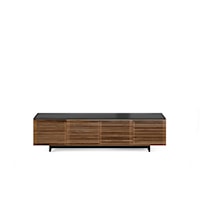 Contemporary 4-Door Media Console with Glass Top
