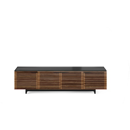 Contemporary 4-Door Media Console with Glass Top