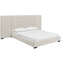 Queen Upholstered Fabric Platform Bed