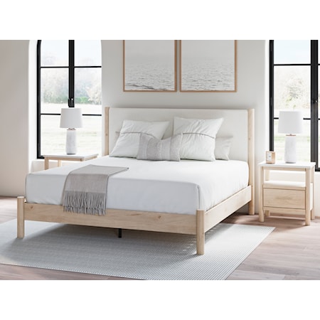 King Upholstered Panel Bed