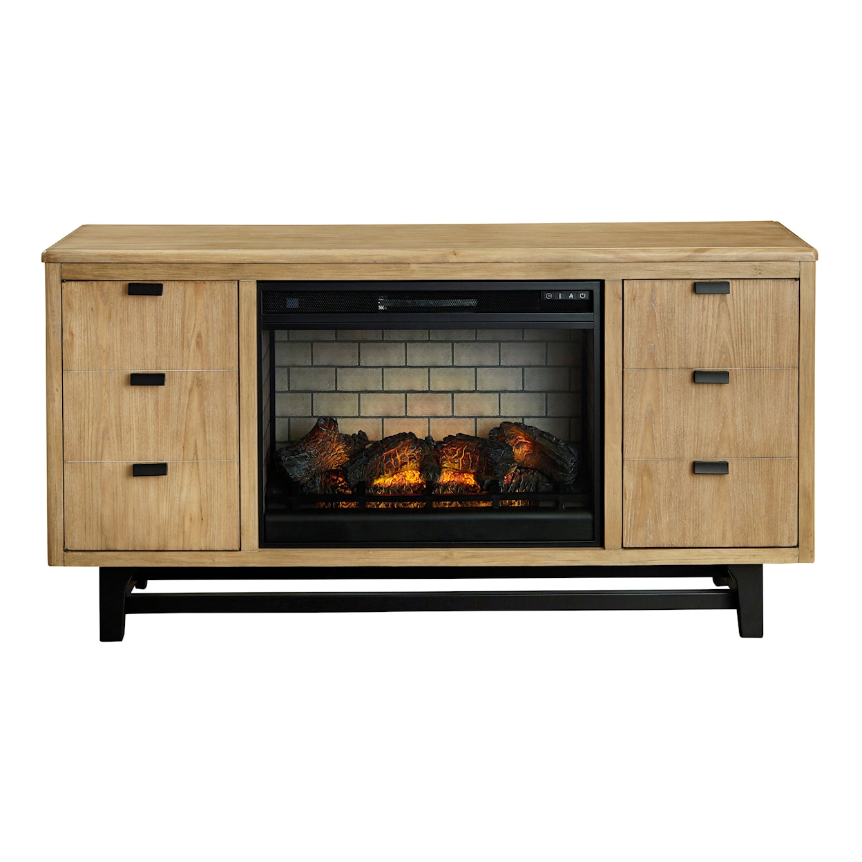 Signature Freslowe Large TV Stand with Fireplace