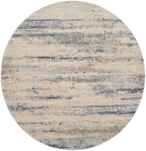 7'10"  Beige/Grey Round Rug