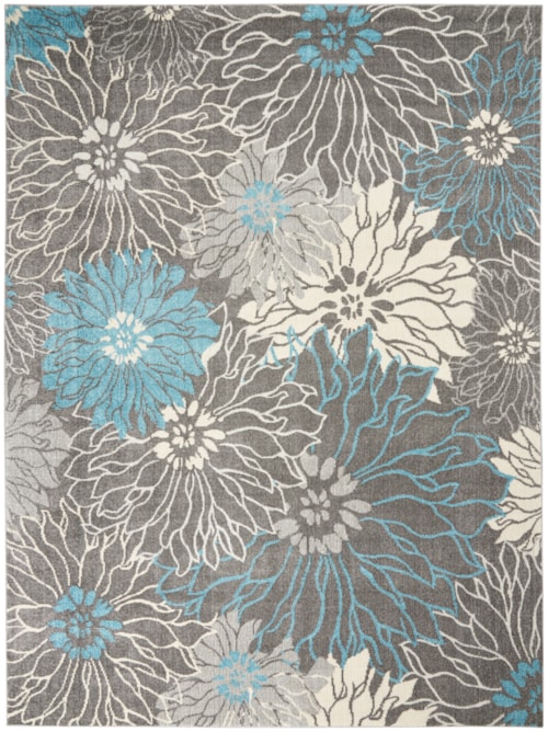 9' x 12' Charcoal/Blue Rectangle Rug