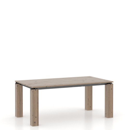 Industrial Customizable Rectangular Dining Table with Black Metal Accents