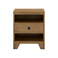 Transitional 1-Drawer Nightstand with Shelves
