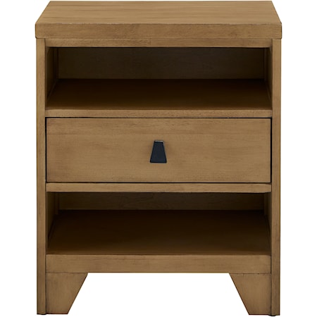 Transitional 1-Drawer Nightstand with Shelves