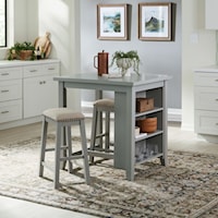 Transitional 3-Piece Counter Height Dinette Set with Stools - Gray