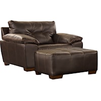 Contemporary Chair and Ottoman with Tufted Back
