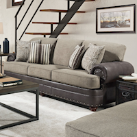 Transitional Two-Tone Sofa with Nailhead Trim