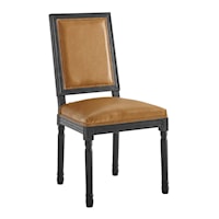 French Vintage Vegan Leather Dining Side Chair