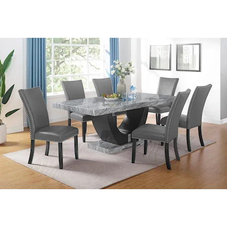 Contemporary 78" Dining Table with Marble Top