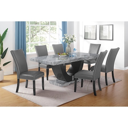 Contemporary 78" Dining Table with Marble Top