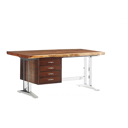 4-Drawer Writing Desk with Steel Base