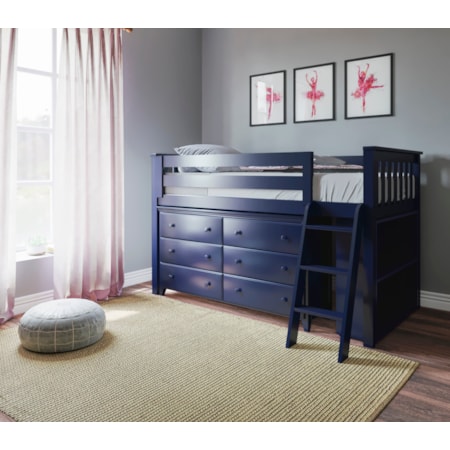 Windsor Youth Low Loft Bed In Blue