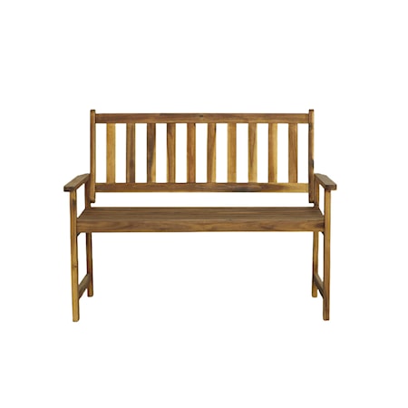 Outdoor Simple Wooden Bench with Slat Back