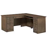 Transitional 64" L-Shaped Desk with 2 Locking File Cabinets