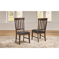 Solid Wood Transitional Slatback Side Chair with Upholstered Seat