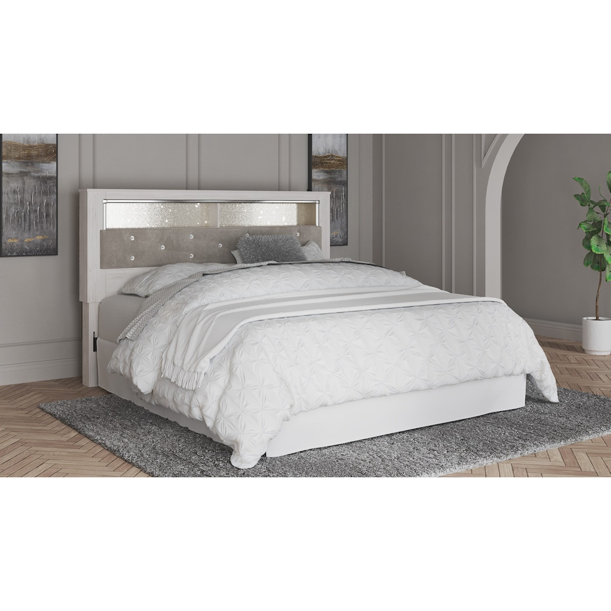 Signature Design Altyra King Upholstered Panel Bookcase Headboard