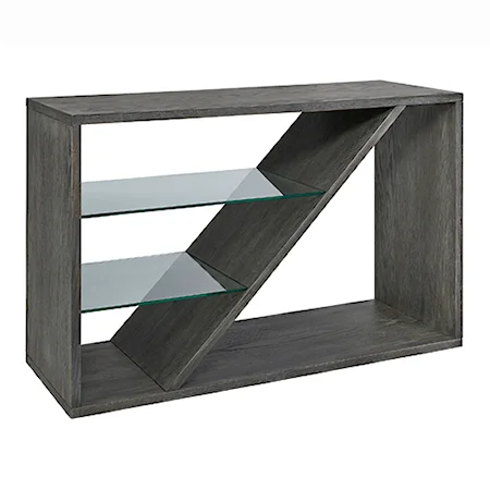 Transitional Sofa Table with Tempered Glass Shelves
