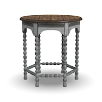 Relaxed Vintage Round Accent Table with Spool-Turned Legs