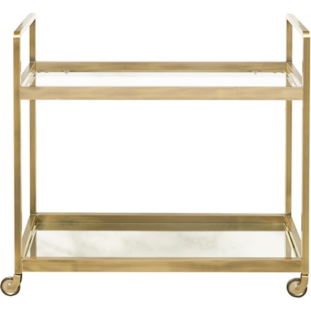 Brushed Gold & Glass Bar Cart