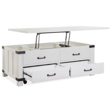 Lift Top Storage Cocktail Table w/Casters