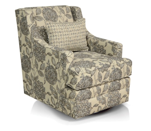 Transitional Swivel Glider Chair with Accent Pillow