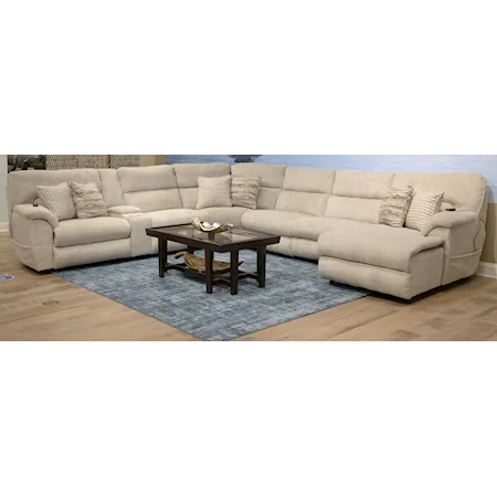 Transitional Power Reclining 7-Piece Sectional with Storage Console