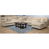 Transitional Power Reclining 7-Piece Sectional with Storage Console