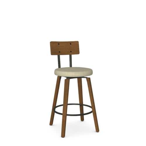 Contemporary Counter Height Swivel Stool with Upholstered Seat