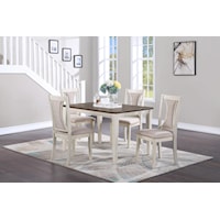 Farmhouse 5-Piece Dining Set with Two Tone Finish