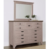 Transitional 9 Drawer Master Dresser and Master Landscape Mirror