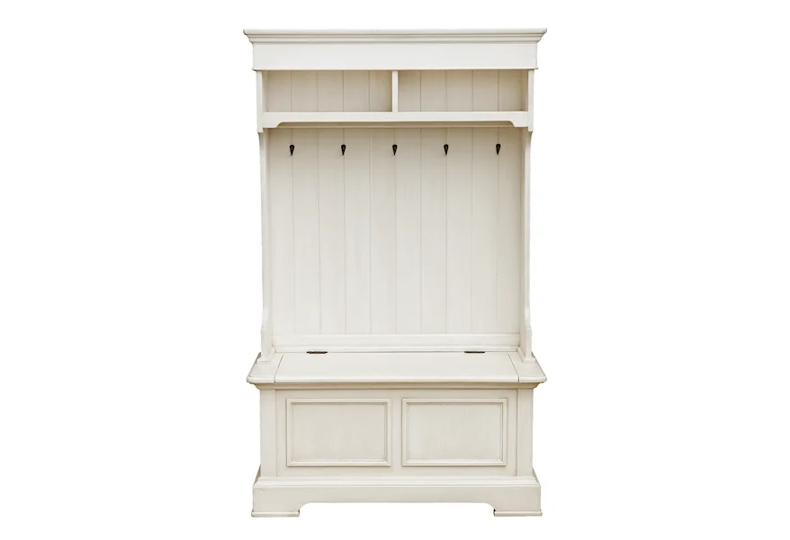 Accents Antique White Hall Tree with Storage by Accentrics Home at Corner Furniture