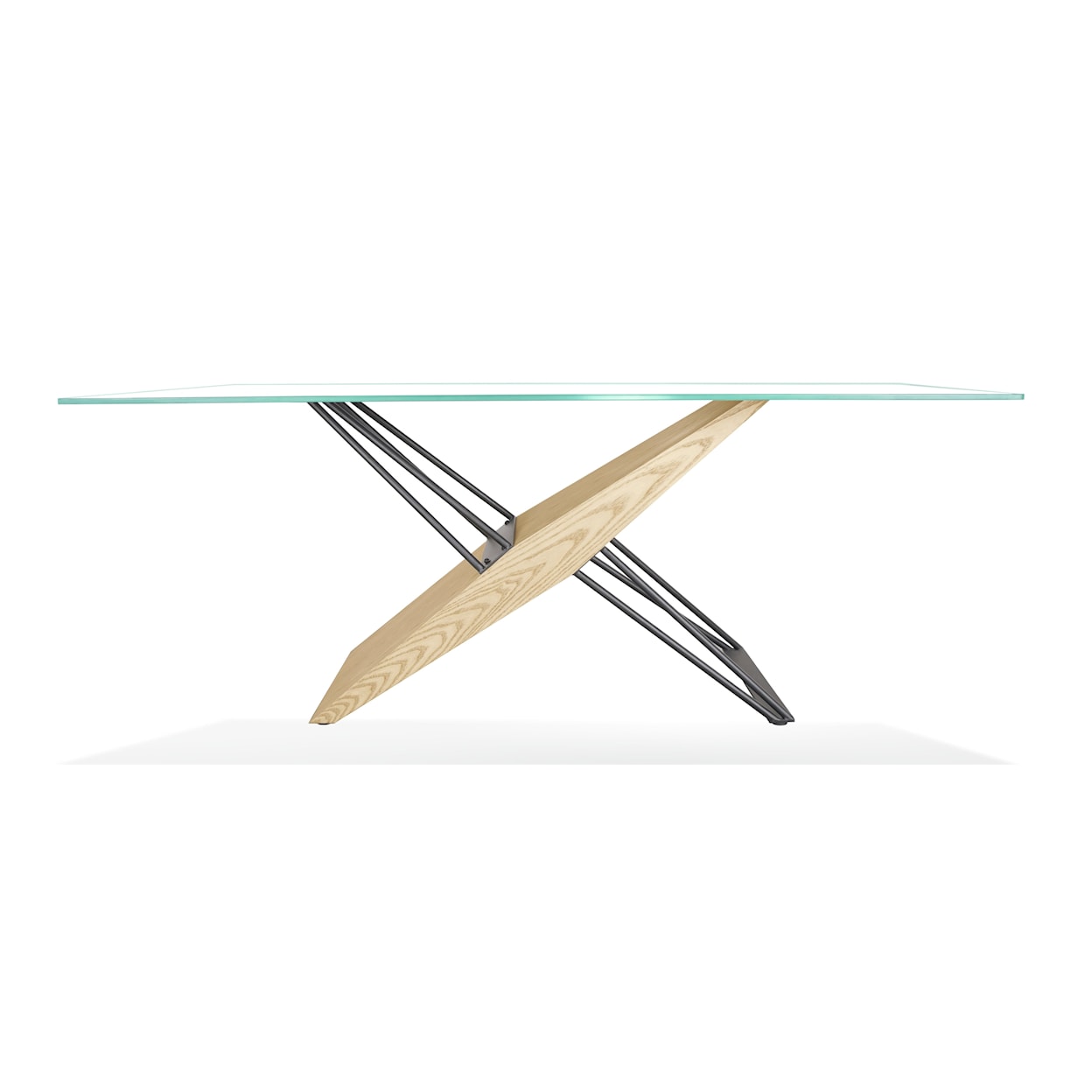 Modus International Aere Glass, Wood and Metal Rect. Dining Table