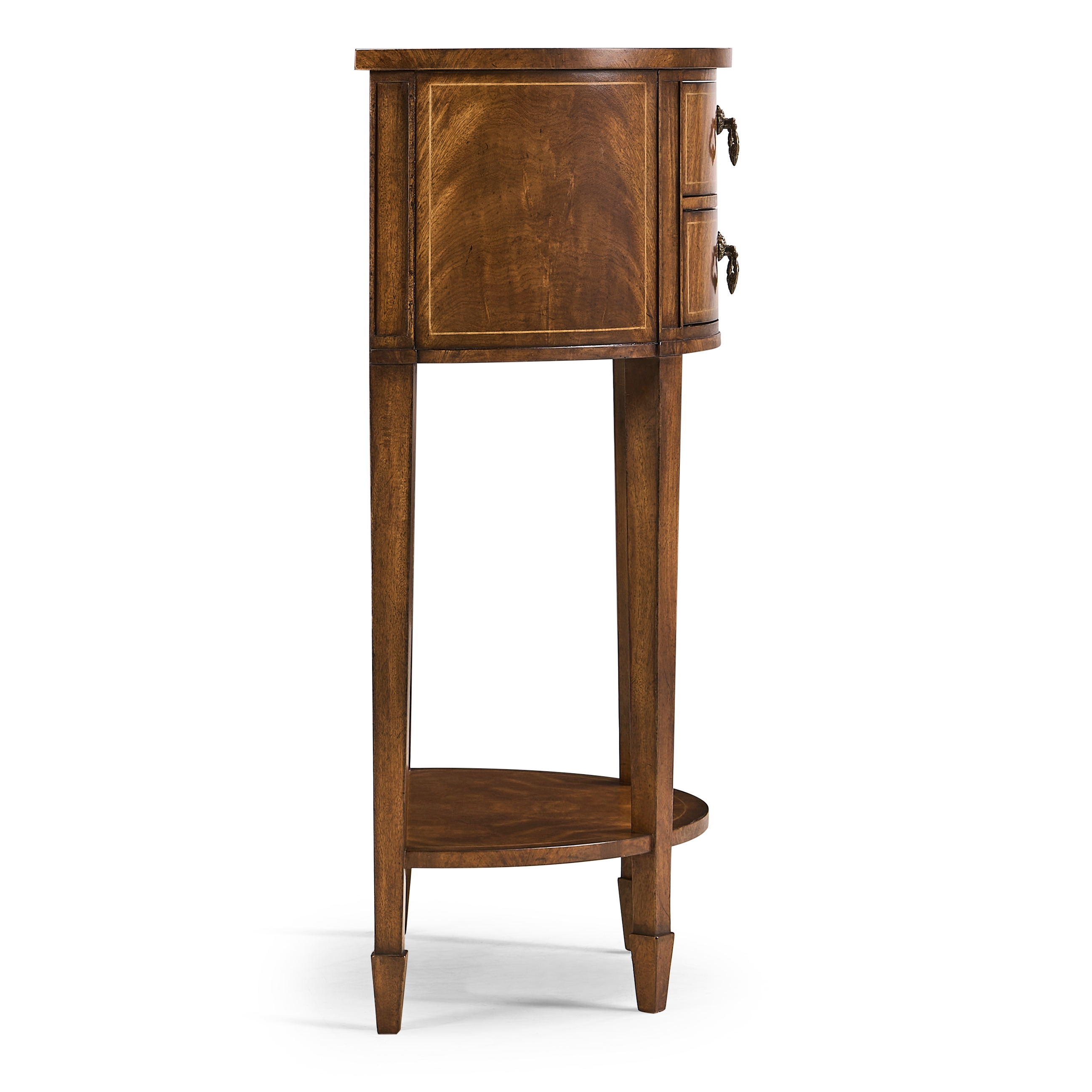 Crotch Walnut Demilune Narrow Tables